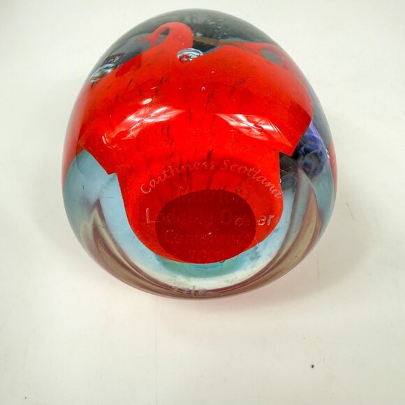 Caithness Scotland Red Poppy Egg Shaped Paperweight Limited Edition 27/500 2000 - Picture 6 of 7